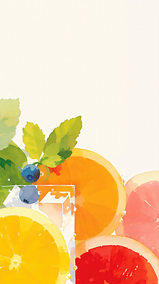 JPG 잎 오렌지 일러스트 단면 잔 수채화 사람없음 여름 얼음 시원함 레몬 자몽 블루베리 상큼 냉음료 청량 국내일러스트 AI일러스트 AI콘텐츠 자연요소 식물 식기 계절 음료 과일 파일형식