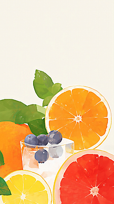 JPG 잎 오렌지 일러스트 단면 잔 수채화 사람없음 여름 시원함 레몬 자몽 블루베리 상큼 냉음료 청량 국내일러스트 AI일러스트 AI콘텐츠 식물 식기 계절 음료 과일 파일형식