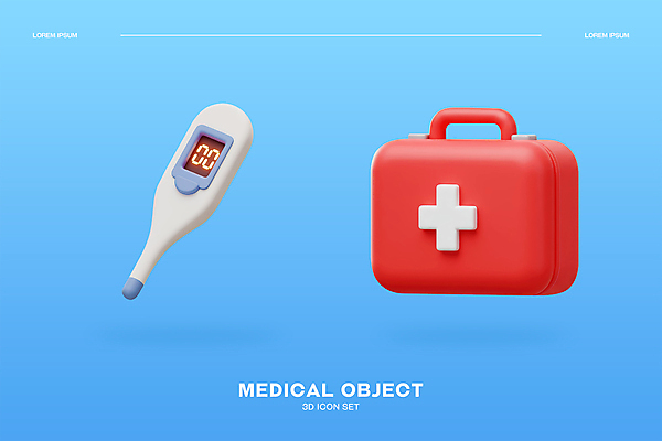 PSD 아이콘 하늘색 의학 사람없음 3D아이콘 3D 체온계 오브젝트 십자모양 엘리먼트 의료상자 편집3D 모양 파란색 구급상자 온도계 디지털합성 십자 파일형식