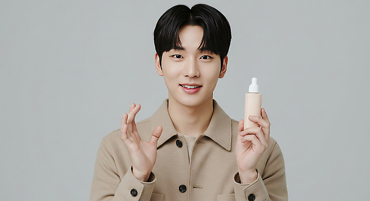 JPG 모델 편집이미지 남자 한명 미소 들기 20대 성인 뷰티 화장품 자신감 크림 스킨케어 베이지색 의료성형뷰티 성인남자한명만 세련 피부건강 편집실사 AI인물포토 AI콘텐츠 1 감정 컬러 모션 표정 건강 사람 청년 CG 남자한명만 성인남자만 파일형식 AI포토 남자만 성인만