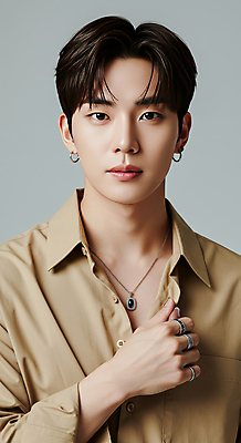 JPG 모델 편집이미지 응시 패션 남자 포즈 셔츠 한명 손짓 상반신 20대 성인 뷰티 자신감 심플 강렬 베이지색 카리스마 의료성형뷰티 성인남자한명만 세련 편집실사 AI인물포토 AI콘텐츠 1 시선 감정 컬러 컨셉 상의 모션 사람 청년 CG 남자한명만 성인남자만 파일형식 AI포토