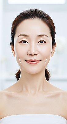 JPG 편집이미지 여자 40대 중년 한명 미소 상반신 뷰티 피부관리 스킨케어 의료성형뷰티 중년여자한명만 피부건강 편집실사 AI인물포토 AI콘텐츠 1 표정 건강 사람 성인 CG 여자한명만 중년여자만 파일형식 AI포토