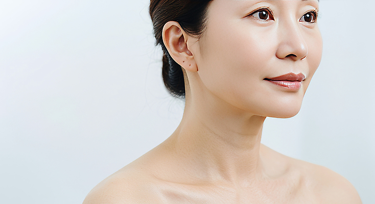 JPG 편집이미지 여자 40대 중년 한명 미소 상반신 뷰티 피부관리 스킨케어 의료성형뷰티 중년여자한명만 피부건강 편집실사 AI인물포토 AI콘텐츠 1 표정 건강 사람 성인 CG 여자한명만 중년여자만 파일형식 AI포토