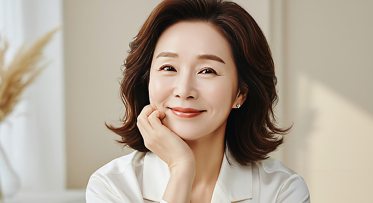 JPG 편집이미지 여자 40대 중년 한명 미소 상반신 뷰티 피부관리 스킨케어 의료성형뷰티 중년여자한명만 피부건강 편집실사 IC뷰티큐레이션 AI인물포토 AI콘텐츠 1 표정 건강 사람 성인 CG 여자한명만 중년여자만 파일형식 AI포토