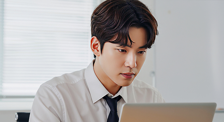 JPG 편집이미지 라이프스타일 남자 비즈니스 한명 상반신 20대 성인 일상 노트북 사무실 뷰티 흰색 업무 집중 책상 의료성형뷰티 성인남자한명만 편집실사 AI인물포토 AI콘텐츠 1 컬러 가구 컨셉 사람 청년 라이프 생활 전자제품 작업 CG 남자한명만 성인남자만 파일형식 AI포토