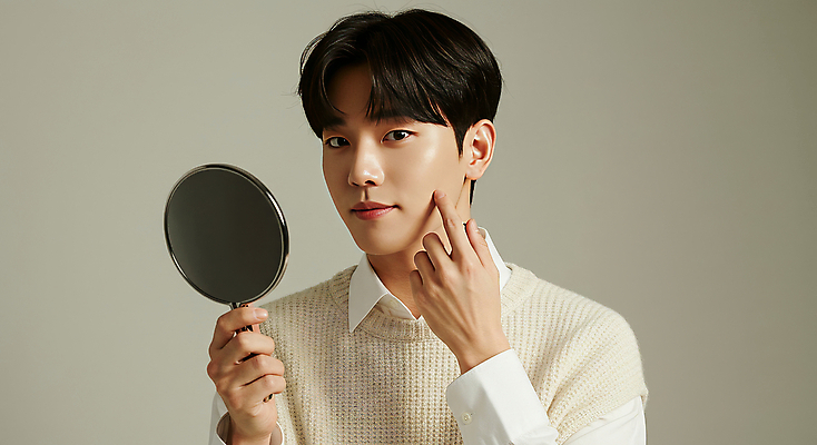 JPG 스튜디오촬영 편집이미지 헤어스타일 남자 감정 포즈 한명 미소 들기 상반신 20대 성인 캐주얼 빛 햇빛 청결 거울 흰색 편안함 모던 감성 의료성형뷰티 성인남자한명만 편집실사 IC뷰티큐레이션 AI인물포토 AI콘텐츠 1 옷 컬러 컨셉 모션 실내 표정 사람 청년 태양 감각 위생 CG 남자한명만 성인남자만 파일형식 AI포토