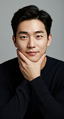 JPG 편집이미지 남자 한명 미소 손짓 뷰티 검은색 자신감 모던 의료성형뷰티 편집실사 IC뷰티큐레이션 AI인물포토 AI콘텐츠 1 감정 컬러 모션 표정 사람 CG 파일형식 AI포토