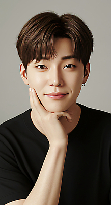 JPG 편집이미지 남자 한명 미소 손짓 뷰티 검은색 자신감 모던 의료성형뷰티 편집실사 AI인물포토 AI콘텐츠 1 감정 컬러 모션 표정 사람 CG 파일형식 AI포토