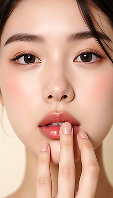 JPG 편집이미지 여자 얼굴 포즈 한명 손짓 근접촬영 20대 성인 화장 뷰티 립메이크업 의료성형뷰티 성인여자한명만 편집실사 IC뷰티큐레이션 AI인물포토 AI콘텐츠 1 뷰포인트 모션 사람 청년 신체부위 CG 여자한명만 성인여자만 파일형식 AI포토