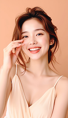 JPG 스튜디오촬영 편집이미지 긴머리 원피스 여자 포즈 한명 웃음 상반신 20대 성인 뷰티 베이지색 의료성형뷰티 성인여자한명만 편집실사 AI인물포토 AI콘텐츠 1 헤어스타일 옷 컬러 실내 표정 사람 청년 CG 여자한명만 성인여자만 파일형식 AI포토