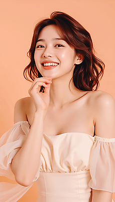 JPG 스튜디오촬영 편집이미지 긴머리 원피스 여자 포즈 한명 웃음 상반신 20대 성인 뷰티 베이지색 의료성형뷰티 성인여자한명만 편집실사 IC뷰티큐레이션 오프숄더 AI인물포토 AI콘텐츠 1 헤어스타일 옷 컬러 상의 실내 표정 사람 청년 CG 여자한명만 성인여자만 파일형식 AI포토