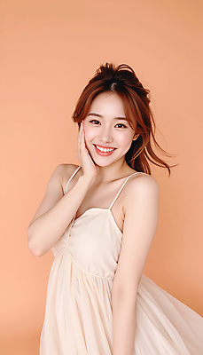 JPG 스튜디오촬영 편집이미지 긴머리 원피스 여자 포즈 한명 웃음 상반신 20대 성인 뷰티 베이지색 의료성형뷰티 성인여자한명만 편집실사 IC뷰티큐레이션 AI인물포토 AI콘텐츠 1 헤어스타일 옷 컬러 실내 표정 사람 청년 CG 여자한명만 성인여자만 파일형식 AI포토