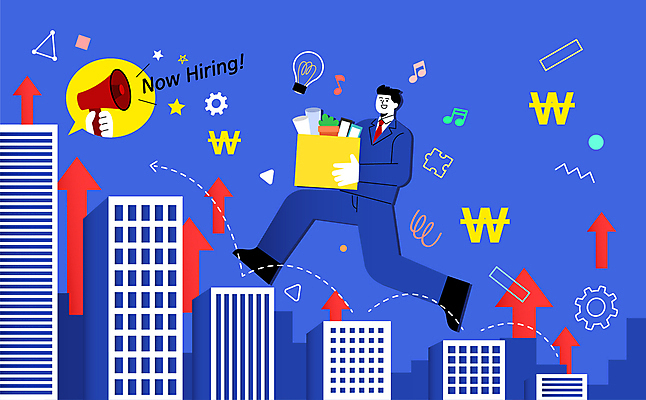 전신 남자 화살표 말풍선 일러스트 회사 비즈니스 한명 들기 정장 빌딩 성인 신체부위 파란색 상자 확성기 직장인 원화 상승 취업준비생 단계 고용 성인남자한명만 국내일러스트 AI파일 직업 1 옷 컬러 컨셉 돈 모션 사람 건물 구직 채용 남자한명만 성인남자만 파일형식 벡터