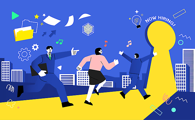 전신 여자 남자 일러스트 비즈니스 들기 정장 빌딩 성인 세명 파란색 달리기 만세 가리킴 직장인 즐거움 문서 폴더 취업준비생 열쇠구멍 고용 성인만 국내일러스트 AI파일 직업 옷 감정 컬러 모션 사람 손짓 건물 구직 파일 채용 파일형식 벡터