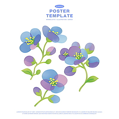 PSD 잎 일러스트 여름꽃 자연 사람없음 초록색 보라색 꽃봉오리 조화 국내일러스트 식물 꽃 컬러 생태계 파일형식 여름_계절