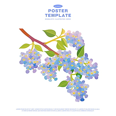 PSD 무료이미지 잎 일러스트 여름꽃 자연 사람없음 보라색 꽃가지 국내일러스트 식물 꽃 컬러 나뭇가지 생태계 파일형식 무료콘텐츠 여름_계절