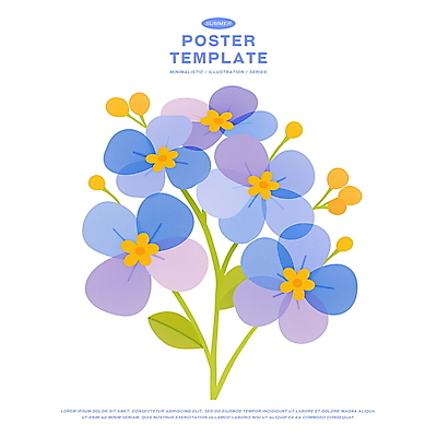 PSD 잎 일러스트 여름꽃 자연 사람없음 보라색 조화 국내일러스트 식물 꽃 컬러 생태계 파일형식 여름_계절