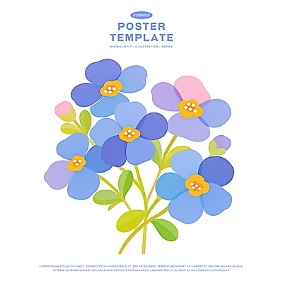 PSD 잎 일러스트 여름꽃 자연 사람없음 보라색 꽃봉오리 조화 국내일러스트 식물 꽃 컬러 생태계 파일형식 여름_계절