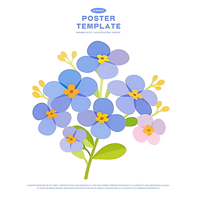 PSD 잎 일러스트 여름꽃 자연 사람없음 보라색 조화 국내일러스트 식물 꽃 컬러 생태계 파일형식 여름_계절