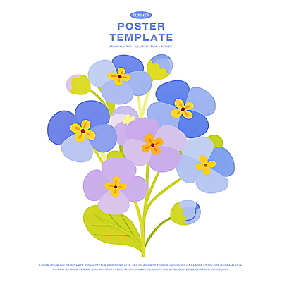 PSD 잎 일러스트 여름꽃 자연 사람없음 보라색 꽃봉오리 조화 국내일러스트 식물 꽃 컬러 생태계 파일형식 여름_계절