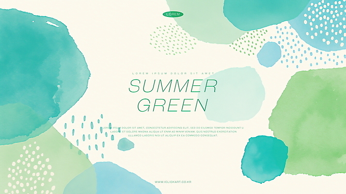 PSD 백그라운드 일러스트 추상 수채화 사람없음 초록색 여름 물방울 겹침 국내일러스트 계절 컬러 무늬 파일형식