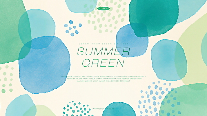 PSD 백그라운드 일러스트 추상 수채화 사람없음 초록색 여름 물방울 겹침 국내일러스트 계절 컬러 무늬 파일형식