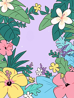 JPG 꽃 백그라운드 잎 일러스트 프레임 사람없음 여름 반짝임 컬러풀 열대식물 몬스테라 생동감 트로피컬아트 국내일러스트 AI일러스트 AI콘텐츠 식물 계절 컬러 모션 그림 파일형식