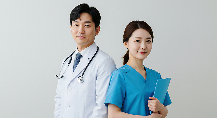 JPG 편집이미지 여자 남자 청진기 병원 미소 들기 상반신 성인 두명 의사가운 서류판 차트보드 의료성형뷰티 성인만 편집실사 IC큐레이션 AI인물포토 AI콘텐츠 의학 의료기기 모션 표정 사람 사무용품 의사 가운 CG 파일형식 AI포토