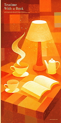 PSD 일러스트 주전자 따뜻함 사람없음 책 빛 독서 갈색 펼침 스탠드 수증기 커피잔 컵받침 감성 따뜻한음료 국내일러스트 커피 음료 컬러 컨셉 모션 주방용품 조명 잔 받침대 파일형식