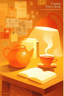 PSD 일러스트 주전자 따뜻함 사람없음 책 빛 독서 갈색 펼침 스탠드 수증기 커피잔 컵받침 책상 감성 따뜻한음료 국내일러스트 커피 음료 컬러 가구 컨셉 모션 주방용품 조명 잔 받침대 파일형식