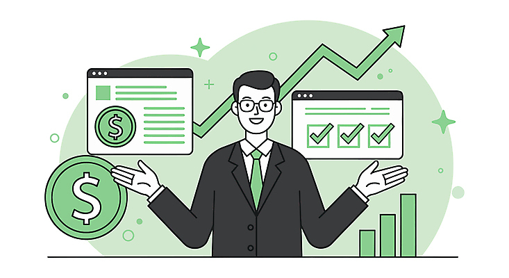 남자 화살표 일러스트 한명 정장 상반신 성인 연두색 비즈니스라이프 반짝임 손들기 달러 동전 비즈니스맨 막대그래프 체크표시 상승 인터넷창 성인남자한명만 안경낌 국내일러스트 AI파일 1 라이프스타일 옷 안경 컨셉 돈 인터넷 비즈니스 모션 그래프 사람 초록색 직장인 확인 남자한명만 성인남자만 파일형식 벡터