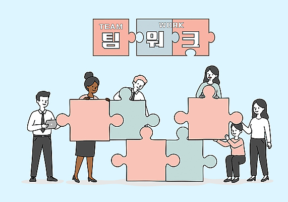 전신 여자 남자 하늘색 일러스트 협력 들기 사람 정장 여러명 성인 잡기 퍼즐조각 맞추기 성인만 국내일러스트 AI파일 옷 조각 다수 모션 파란색 퍼즐 파일형식 벡터