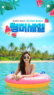 PSD 편집이미지 여자 바다 섬 하늘 수박 한명 미소 상반신 성인 여름 선글라스 야자수 세일 잡기 튜브 야자수잎 의료성형뷰티 성인여자한명만 이미지편집 나무 1 계절 안경 잎 과일 모션 표정 사람 여자한명만 성인여자만 파일형식