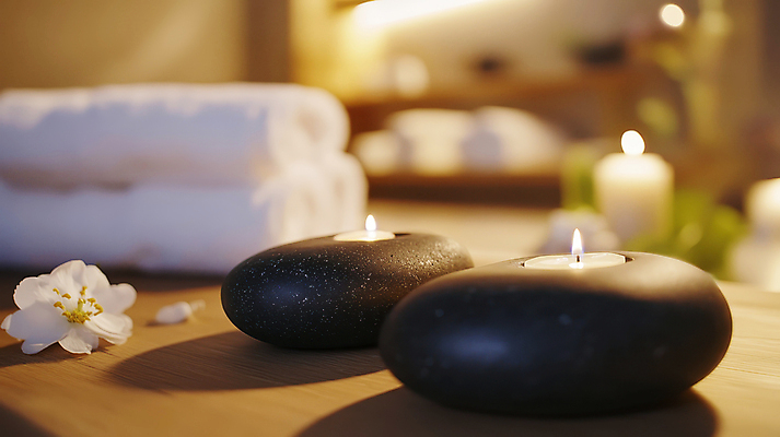 JPG 편집이미지 꽃 초 휴식 그림자 사람없음 수건 평화 돌_바위 명상 힐링 편집실사 AI포토 AI콘텐츠 식물 컨셉 위생용품 CG 파일형식