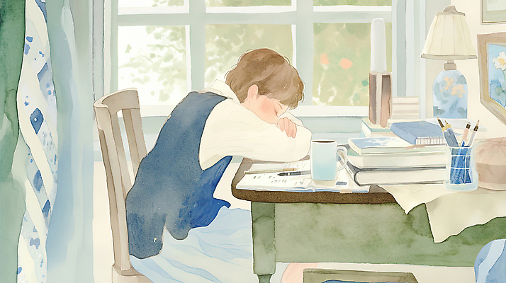 JPG 학생 여자 교복 엎드리기 의자 일러스트 창문 청소년 수채화 한명 앉기 책 컵 스쿨라이프 눈감음 스탠드 책상 연필꽂이 낮잠 감성 십대여자한명만 국내일러스트 AI일러스트 AI콘텐츠 1 라이프스타일 식기 옷 가구 컨셉 학교 모션 문구용품 조명 사람 잠 여자한명만 십대여자만 파일형식