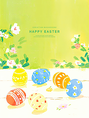 PSD 꽃 기독교 벽 잎 일러스트 탁자 나뭇잎 수채화 부활절 이벤트 사람없음 초록색 계란 봄 풀 부활절계란 감성 국내일러스트 식물 계절 기념일 종교 컬러 가구 컨셉 알 파일형식