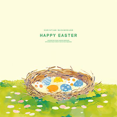 PSD 꽃 기독교 일러스트 수채화 부활절 이벤트 잔디 초원 사람없음 초록색 계란 봄 풀 둥지 부활절계란 감성 국내일러스트 식물 계절 기념일 종교 컬러 컨셉 알 파일형식