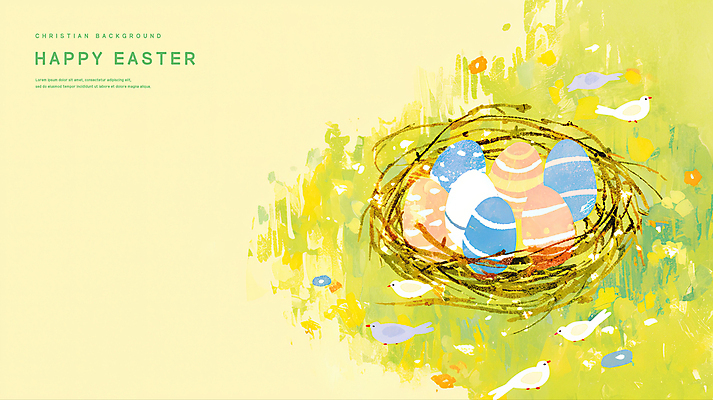 PSD 꽃 기독교 일러스트 수채화 부활절 이벤트 잔디 초원 사람없음 초록색 계란 봄 풀 둥지 부활절계란 감성 국내일러스트 식물 계절 기념일 종교 컬러 컨셉 알 파일형식