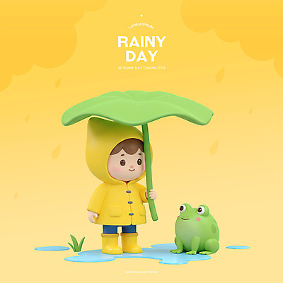 전신 PSD 편집이미지 남자 어린이 3D캐릭터 개구리 장화 한명 들기 소년 여름 노란색 3D 귀여움 연잎 웅덩이 우비 장마 나뭇잎우산 소년한명만 편집3D 캐릭터 1 옷 계절 컬러 신발 컨셉 잎 우산 모션 양서류 사람 비_날씨 디지털합성 남자한명만 소년만 파일형식