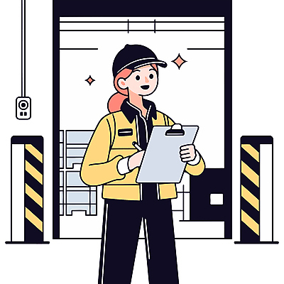 여자 유니폼 일러스트 작업복 한명 미소 들기 성인 반짝임 직원 검사_조사 비상버튼 서류판 캡모자 성인여자한명만 물류센터 국내일러스트 AI파일 모자_잡화 1 옷 모션 버튼 표정 사람 사무용품 여자한명만 성인여자만 파일형식 벡터