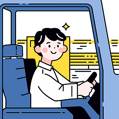 남자 유니폼 일러스트 작업복 한명 미소 성인 반짝임 운전 잡기 승차 핸들 직원 성인남자한명만 물류센터 국내일러스트 AI파일 1 옷 모션 표정 사람 남자한명만 성인남자만 파일형식 벡터