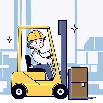 여자 유니폼 일러스트 작업복 한명 미소 성인 반짝임 운전 운반 승차 안전모 핸들 직원 지게차 택배상자 성인여자한명만 물류센터 국내일러스트 AI파일 1 옷 모션 표정 사람 상자 중장비 헬멧 안전장비 택배 여자한명만 성인여자만 파일형식 벡터