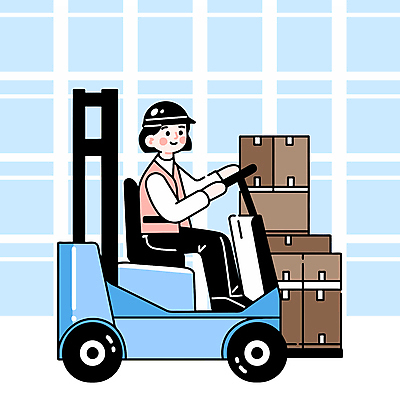 여자 하늘색 유니폼 일러스트 작업복 한명 미소 성인 운전 승차 안전모 핸들 직원 지게차 성인여자한명만 물류센터 국내일러스트 AI파일 1 옷 모션 표정 사람 파란색 중장비 헬멧 안전장비 여자한명만 성인여자만 파일형식 벡터