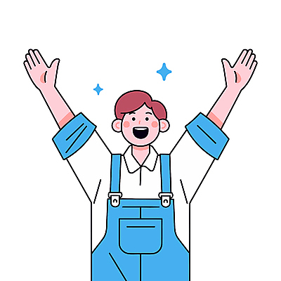 남자 유니폼 일러스트 작업복 한명 미소 상반신 성인 반짝임 만세 직원 성인남자한명만 물류센터 국내일러스트 AI파일 1 옷 모션 표정 사람 남자한명만 성인남자만 파일형식 벡터