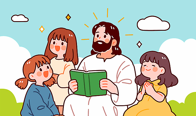 구름 여자 남자 기독교 어린이 일러스트 미소 들기 앉기 소녀 여러명 성인 책 반짝임 독서 믿음 성경 풀 예수 손모으기 국내일러스트 AI파일 자연요소 식물 감정 종교 다수 종교용품 모션 표정 사람 손짓 신_종교 파일형식 벡터