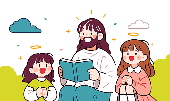 구름 여자 남자 기독교 어린이 일러스트 천사 미소 들기 앉기 소녀 성인 책 세명 독서 믿음 성경 풀 예수 손모으기 국내일러스트 AI파일 자연요소 식물 감정 종교 종교용품 모션 표정 사람 손짓 신_종교 파일형식 벡터