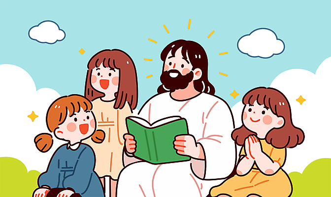 구름 여자 남자 기독교 어린이 일러스트 미소 들기 앉기 소녀 여러명 성인 책 반짝임 독서 믿음 성경 풀 예수 손모으기 국내일러스트 AI파일 자연요소 식물 감정 종교 다수 종교용품 모션 표정 사람 손짓 신_종교 파일형식 벡터