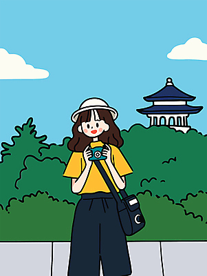 구름 여자 일러스트 하늘 한명 미소 들기 성인 야외 카메라 문화재 풀 역사탐방 챙모자 카메라가방 성인여자한명만 국내일러스트 세종대왕탄신일 AI파일 자연요소 식물 모자_잡화 1 기념일 가방 모션 표정 사람 전자제품 역사 탐방 여자한명만 성인여자만 파일형식 벡터