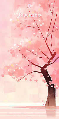 PSD 꽃잎 분홍색 일러스트 수채화 사람없음 봄풍경 벚꽃 감성 꽃비 국내일러스트 꽃 컬러 컨셉 풍경 봄 파일형식