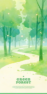 PSD 일러스트 자연 잔디 사람없음 연두색 반짝임 햇빛 평화 풀 숲 숲길 반딧불이 국내일러스트 식물 길 곤충 컨셉 모션 초록색 태양 생태계 파일형식